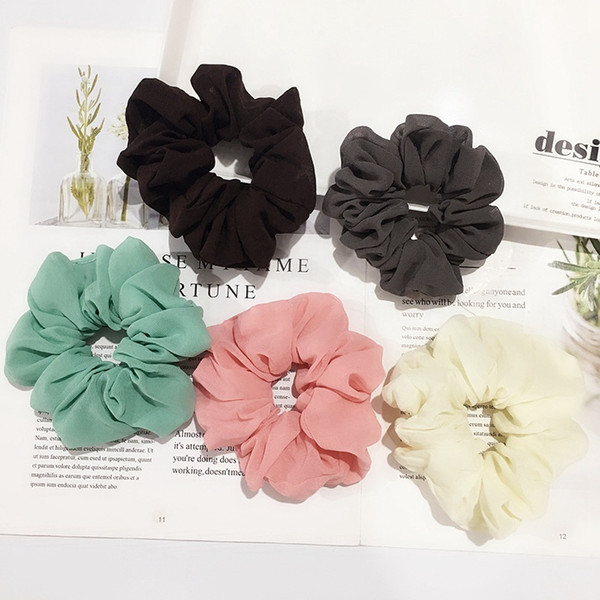 Woman Lady Girl chiffon Hair Scrunchy Ring Elastic Hair Bands Bobble Sports Dance Scrunchie Soft Scrunchie Hairband 50pcs FJ3357