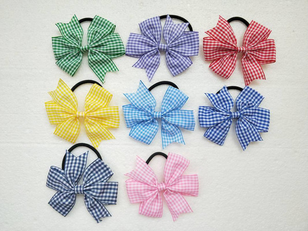 Baby Girl Headwear Gingham Plaid Hair Bows Clips Checkered Bowknot V Pinwheel Princess checkered Hairbows Hair ties Accessories 24pcs HD3355