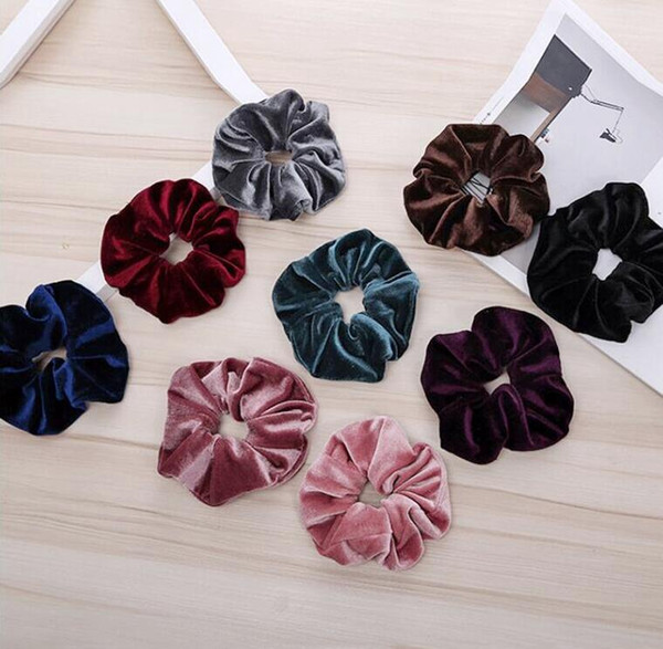 Girl Women's big winter velvet hair Scrunchies Tie Accessories Ponytail Holder scrunchy Hair bands basic hair loop headwear 100pcs FJ3350