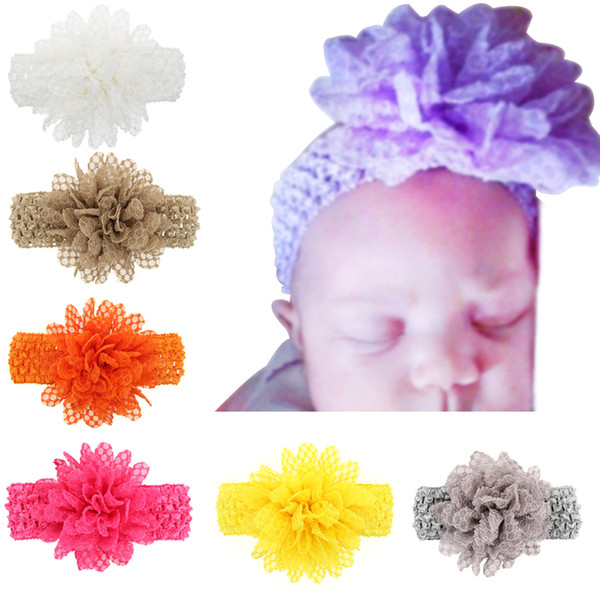 2020 Hot Baby Girls Lace Flower Headbands Crochet Headband Hair Bands For Baby Hair Accessories Headwear 20pcs Per Lot H084