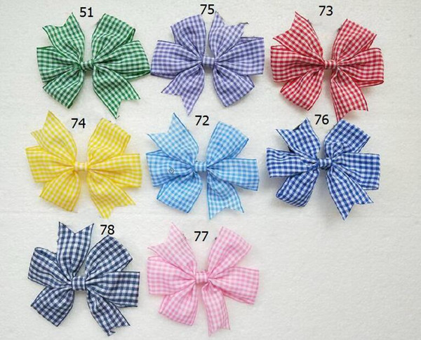 baby girl headwear gingham plaid Hair bows clips stripe bowknot V Pinwheel Princess checkered Hairbows hair ties Accessories HD3355