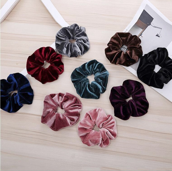 Velvet Hair Scrunchies Girl Women's big winter Tie Accessories Ponytail Holder scrunchy Hair bands basic Hair loop headwear FJ3350