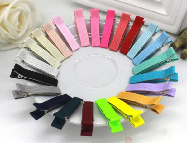 100pcs completely cover Grossgrain Ribbon Lined double Prong alligator clip teeth hair clips metal Barrettes bow flower Accessories FJ3201