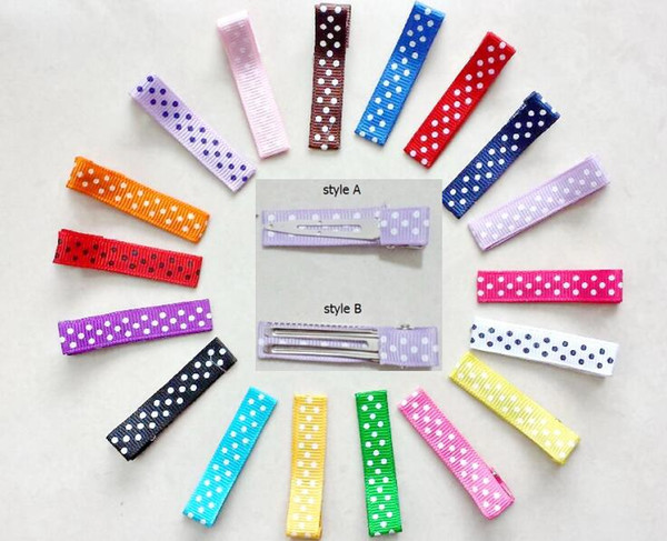 60pcs Hair Accessories polka dot hair clip Ribbon Covered Duckbill Single Prong Alligator Hair Pin for Baby Girl bows flower headwear FJ3225
