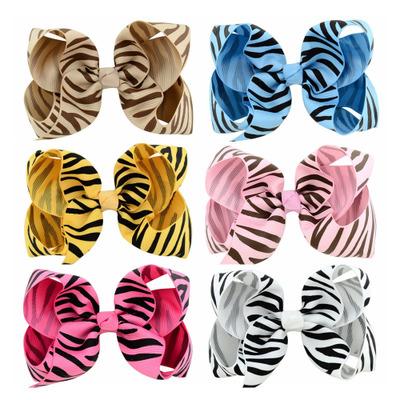 Striped Grosgrain Ribbon Bow With Clip For Kids Girl Baby Handemade 4inch Strip Bows Girls Hair Accessories 12pcs HD775