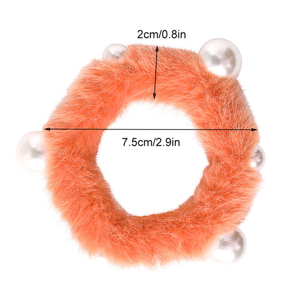 Scrunchie Stretch Headband Scrunchies Women Girls Elastic Faux Fur Pearl Hair Bands Accessories Hair Tie Ring Headdress 50pcs 1023A