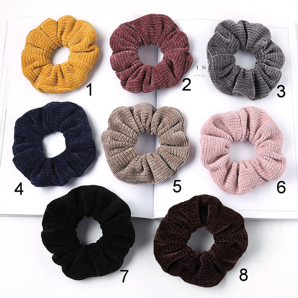 Fashion Hair Scrunchies Bobble Solid Color Sports Elastic Dance Headband Rope Women Hair Band Ring Soft Scrunchie Ponytail 20pcs 1029A