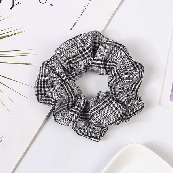 Scrunchie Stretch Headband Scrunchies Women Elastic Head Hair Bands Ties Girls Grid Ponytail Holders Hairband Accessories 50pcs 1014C