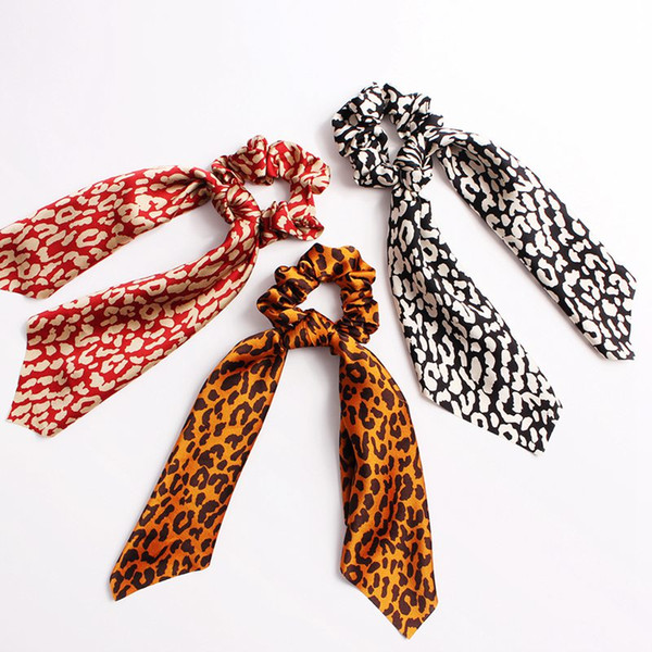 Hair Scrunchies Bands Streamer Accessories Women Girl Ponytail Holder Elastic Rubber Ropes Leopard Scrunchie Hair Ties Headband 20pcs F307C