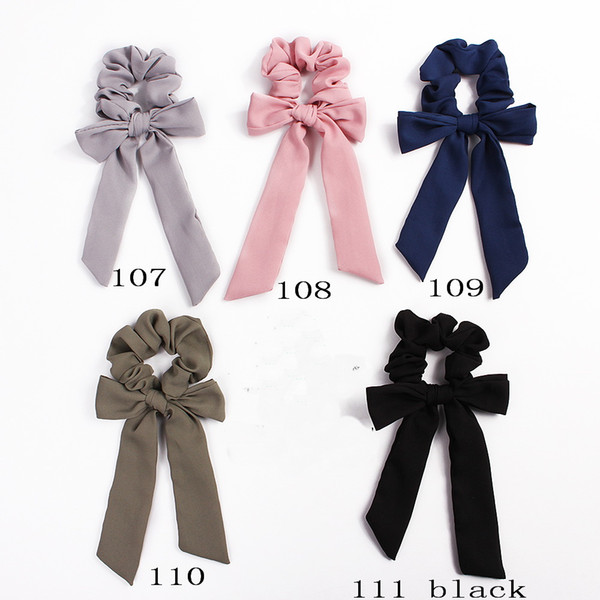 Hair Bows Scrunchies Ponytail Holder Women Hair Accessories Elastic Bands Bowknot Scrunchy Streamers Fashion Ribbon Hair Ring 50pcs F402A