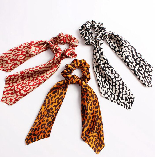 Hair Scrunchies Bands Streamer Accessories Women Girl Ponytail Holder Elastic Rubber Ropes Leopard Scrunchie Hair Ties Headband 50pcs F307C