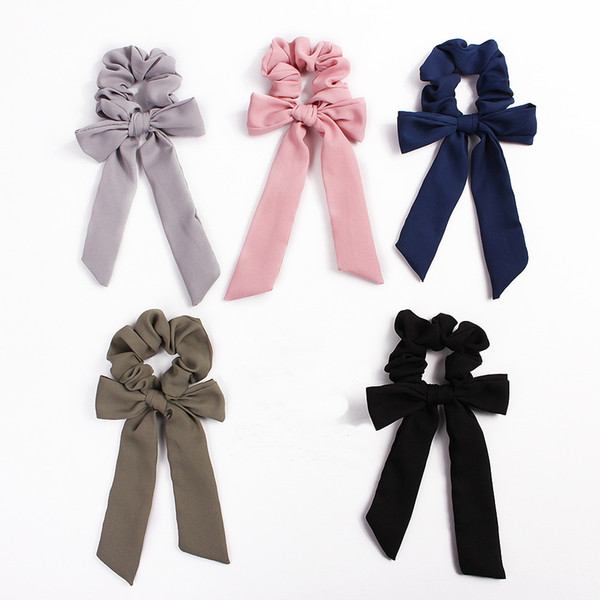 Hair Bows Scrunchies Ponytail Holder Women Hair Accessories Elastic Bands Bowknot Scrunchy Streamers Fashion Ribbon Hair Ring 20pcs F402A