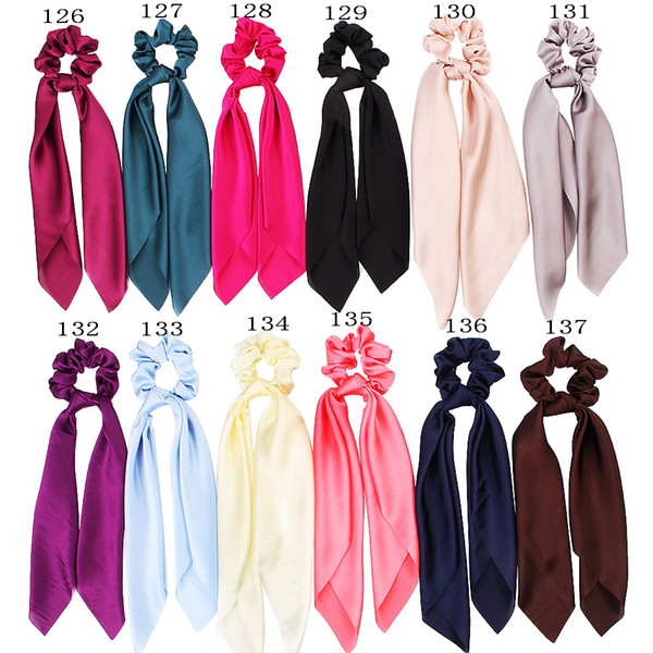 Scrunchie Streamer Accessories Women Girl Ponytail Holder Elastic Hairbands Scrunchies Satin Ribbon Turban Horsetail Hair Ties 20pcs F415A