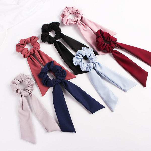 Streamers Hair Ring Fashion Ribbon Girl Elastic Hair Bands Scrunchies Horsetail Tie navy Vintage Women Headwear Hair Accessories 20pcs F325A