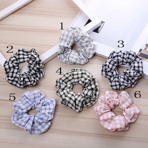 Fashion Women Plaid Stripe Hair bands hair Scrunchies girl's cute Elastic Hair Tie Accessories Ponytail Holder Rope headwear 100PCS FJ3367