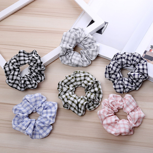 Fashion Women Plaid Stripe Hair bands hair Scrunchies girl's cute Elastic Hair Tie Accessories Ponytail Holder Rope headwear 20PCS FJ3367