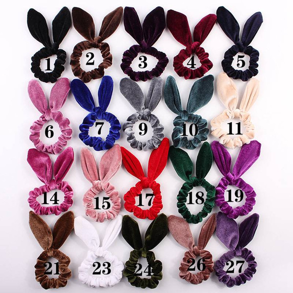 Girl Women Velvet Hair Scrunchies Hair bands Accessories Ponytail Holder Scrunchy Velour Bunny Ears Pleuche Headwear Headband 20PCS FJ3363