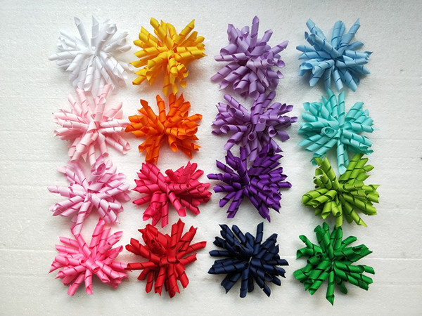 100pcs girl's baby curlers ribbon hair bows flowers clips corker hair barrettes korker ribbon hair ties bobbles accessories PD007