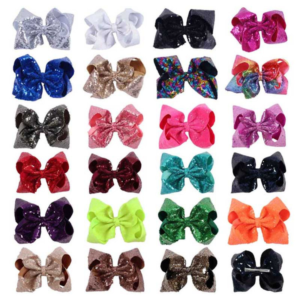 8 Inch Large Sequin Hair Bow On Clip Sparkly Big Kid Hair Clip For Dancing Party