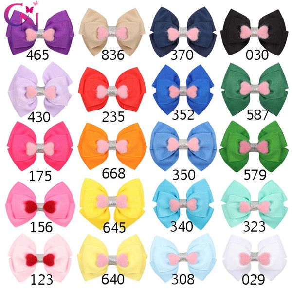 Valentine's Day 3.5 Inch Candy Color Ribbon Solid Hair Bows Mini Heart Knotted Hairpin Hair Clips Kids Hair Accessories