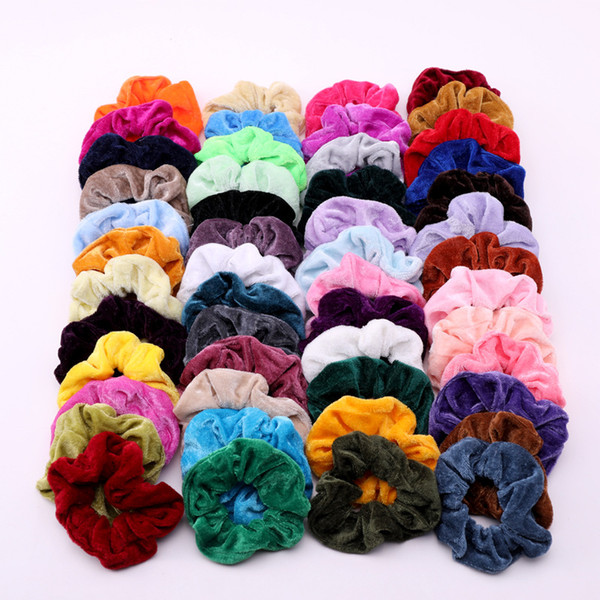 30/40/50/60 Pcs Solid Velvet/Satin Scrunchies for Women Elastic Hair Bands Boutique Ponytail Holder Headband Hair Accessories