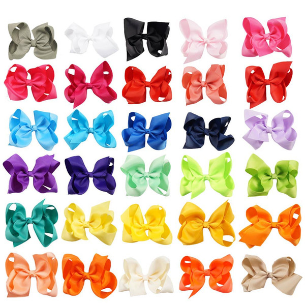 196 Colors Available 4 inch Hair Bow With Alligator Clip For Girl Kids Bowknot Center Hair Clips Accessories