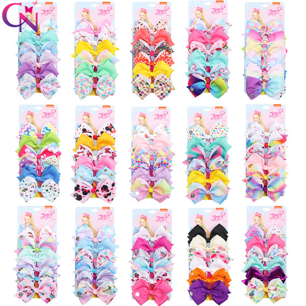 6Pcs /Set 5 Inch JOJO Siwa Set Cute Unicorn Print JOJO Bows Boutique Ribbon Hair Bows Fashion Girls Hair Accessories