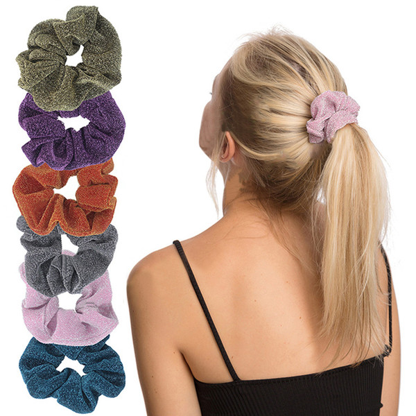 Fashion Women Glitter Scrunchies Ponytail Holder Elastic Band Shiny Rubber Bands Hair Tie For Women Hair Accessories