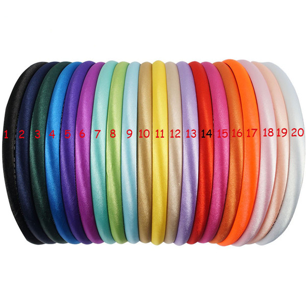 20color Handmade Satin Covered Resin Hairbands For Girls Solid Hair Band DIY Headband Children Kids Head Hoop