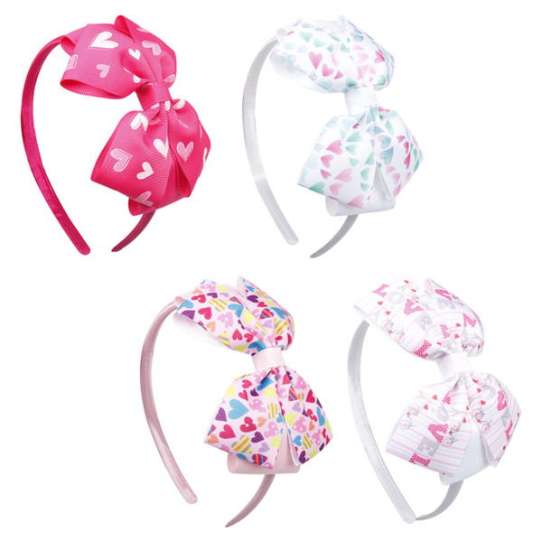 DIY Valentine's Day Headbands Print Heart LOVE Pink Hair Bands For Girls Hair Accessories Bow Head Hoop For Kids