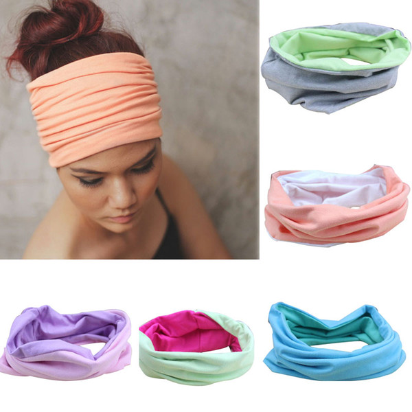 Solid Wide Patchwork Cotton Sports Headband For Women Adult Fashion Causal Elastic Turban Headwraps Yoga HairBand