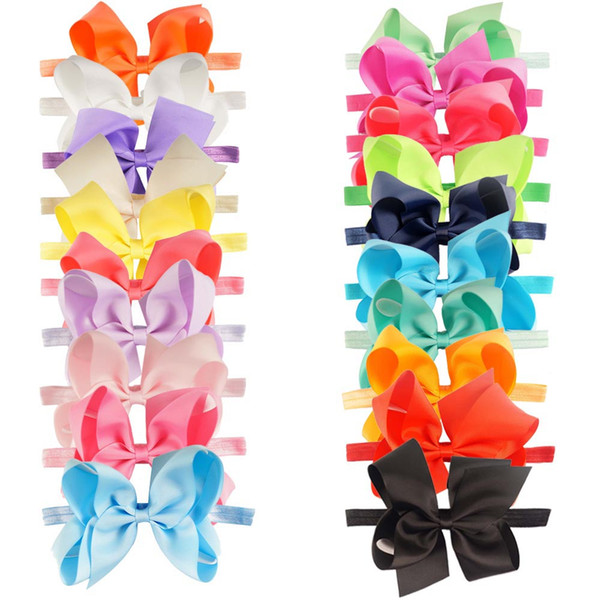 20 Pcs/lot New Fashion Handmade Boutique Solid Ribbon Bow Headband For Baby Girls Toddler Plain Headband Hair Accessories