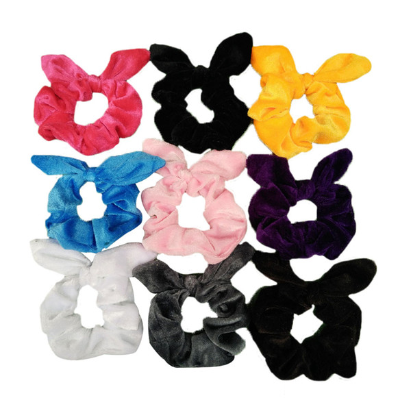 Girls Velvet Bunny Ears Elastic Hair Bands Bowknot Ponytail Holder Hair Scrunchies Women Headband Hair Accessories