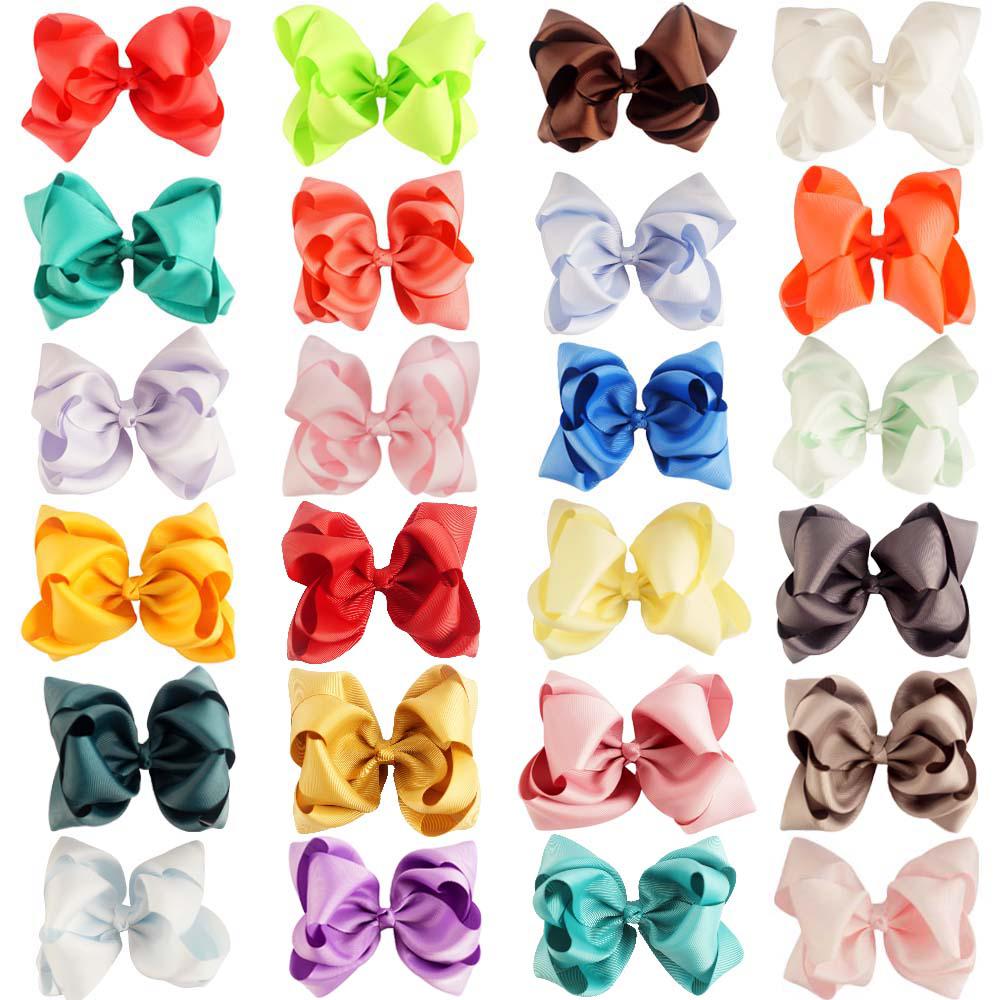 5 Inch Double Stack Hair Bow with Clip For Girl Handmade Boutique Grosgrain Ribbon Bows For Girl