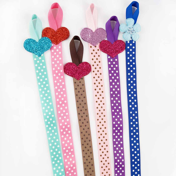 Polka Dot Bow Holder With Glitter Heart Iron Grosgrain Ribbon Toddler Hair Accessories Organizer For Kid