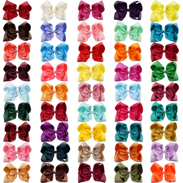 45 Pcs/lot 8 Inch Hair Bows Big Plain Hair Bow With Clip Grosgrain Ribbon Hairgrips For School Girl