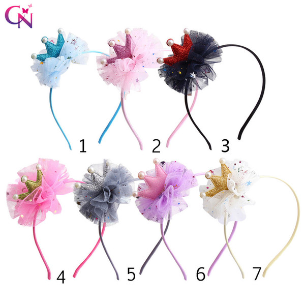 Girls Princess Organza Crown Hairband Birthday Party Kids Lace Flower Hair Hoop Korean Children Headband Hair Accessories