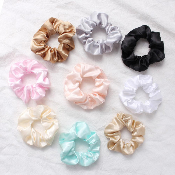 Silk Hair Scrunchies For Woman Girls Solid Cream Hair Tie Fashion Korean Headband Ponytail Hair Band Accessories