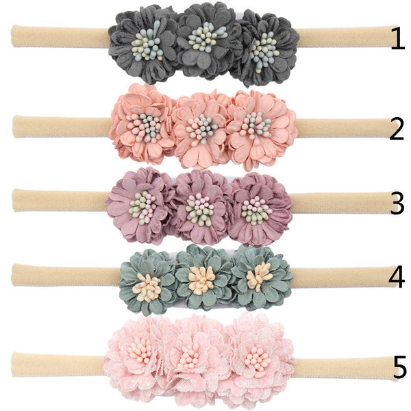 Mini Flower Headband High Elastic Nylon Hair Band Artificial Flower Baby Headwear Fashion Boutique Kids Hair Accessories New