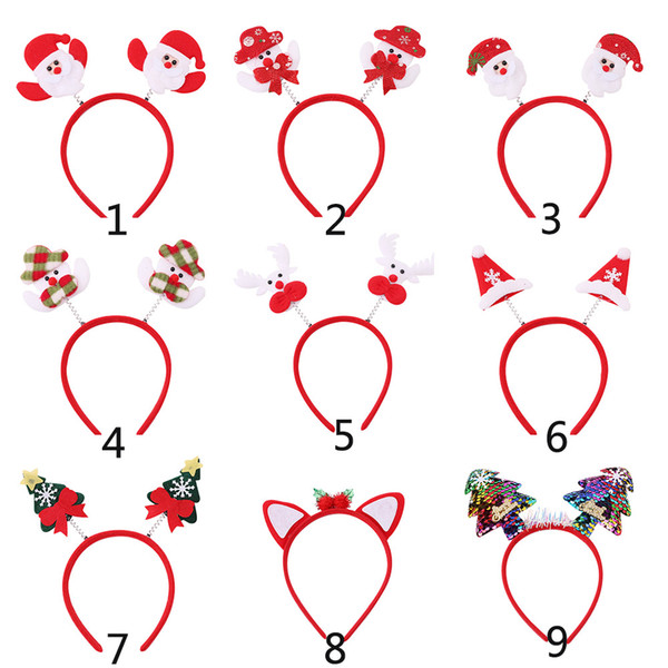 Hair Accessories Christmas Hairbands for Women Girls Cartoon Santa Claus Snowman Antler Tree Sequin Headband New Fashion