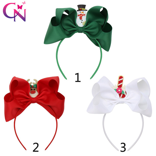 Hair Accessories Christmas Headbands for Girls Ribbon Bowknot Hair Bows Hairbands with Glitter Patches Festival Headband