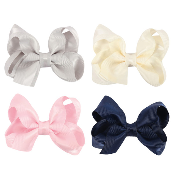 3 Inch Cute Silver Hair Bows For Girls Mini Hairpins Children Boutique Bowknot Hair Clip 4 Colors Hair Accessories