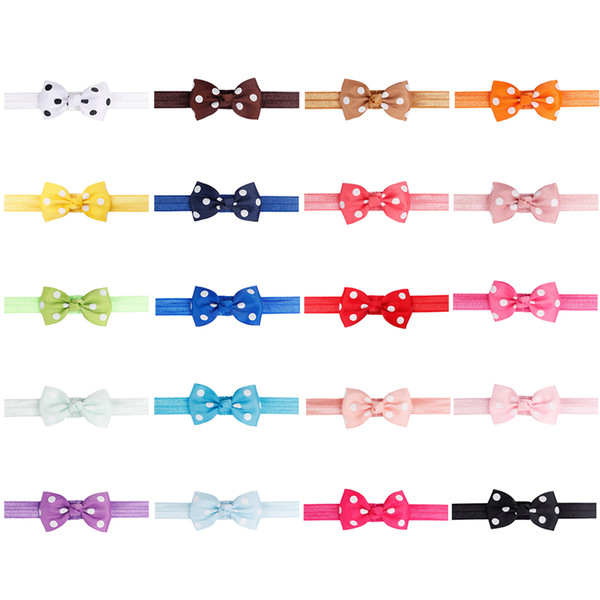 Newborn Printed Dots Headbands Cute Bows With Elastic Nylon Hair Bands For Kids Boutique Hair Accessories Wholesale