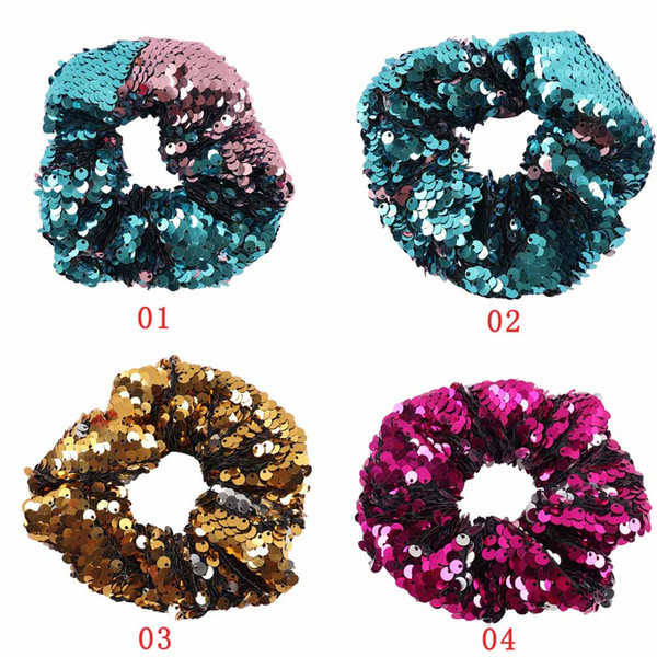 2018 Newest Shiny Sequin Elastic Hair Band For Ponytail Holder Girls Handmade Reversible Sequin Fashion Hair Ties Hair Accessories