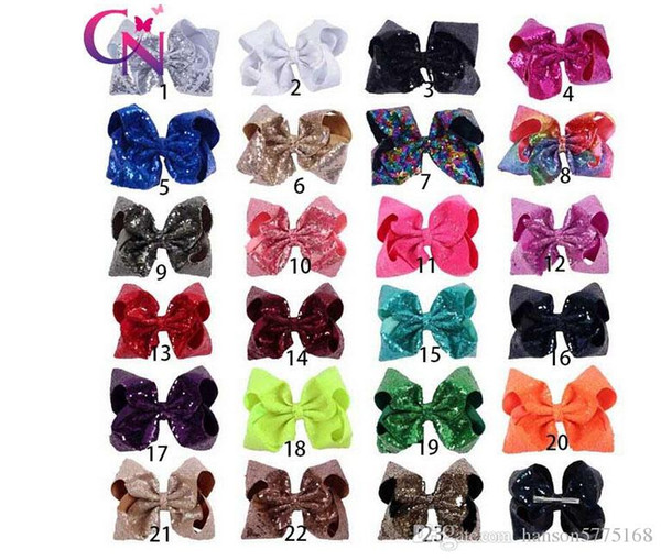 Free Shipping DHL Sequin Large Hair Bow With Clip For Girls High Quality Bright Color Hairbows Kids Bcak School Hair Accessories