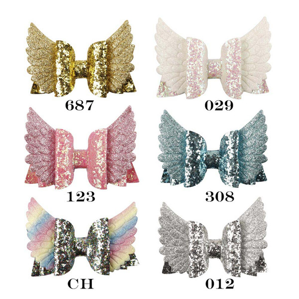 6 PCS/Lot Glitter Bling Hair Bow for women Korea Fashion Wings Boutique Hair Accessories For Girls Candy Color Kid Hair Clip