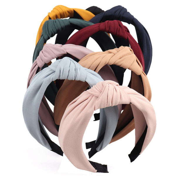 Solid Soft Knotted Flamingo Headband Hairband For Women Lady Bow Hair Hoop Hair Accessories HeadwearSolid Soft Knotted Women Headband Leopar