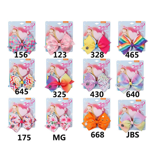 5 Inch JOJO Siwa Rainbow Printed Hair Bow for Girls Hair Clips With Gift Card Hairgrips Unicorn Party Kids Hair Accessories