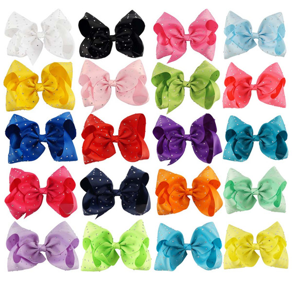 Jojo Hair Bow With Rhinestone Plain Diamond Hair Bow Pageant Cheerleading Bow For Dance Cheerleader Girl