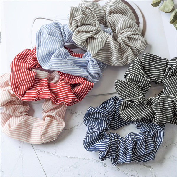 Trendy Lady Stripe Hair Scrunchies Floral Elastic Hair Bands For Women Sports Dance Ponytail Holder Rope Hair Accessories